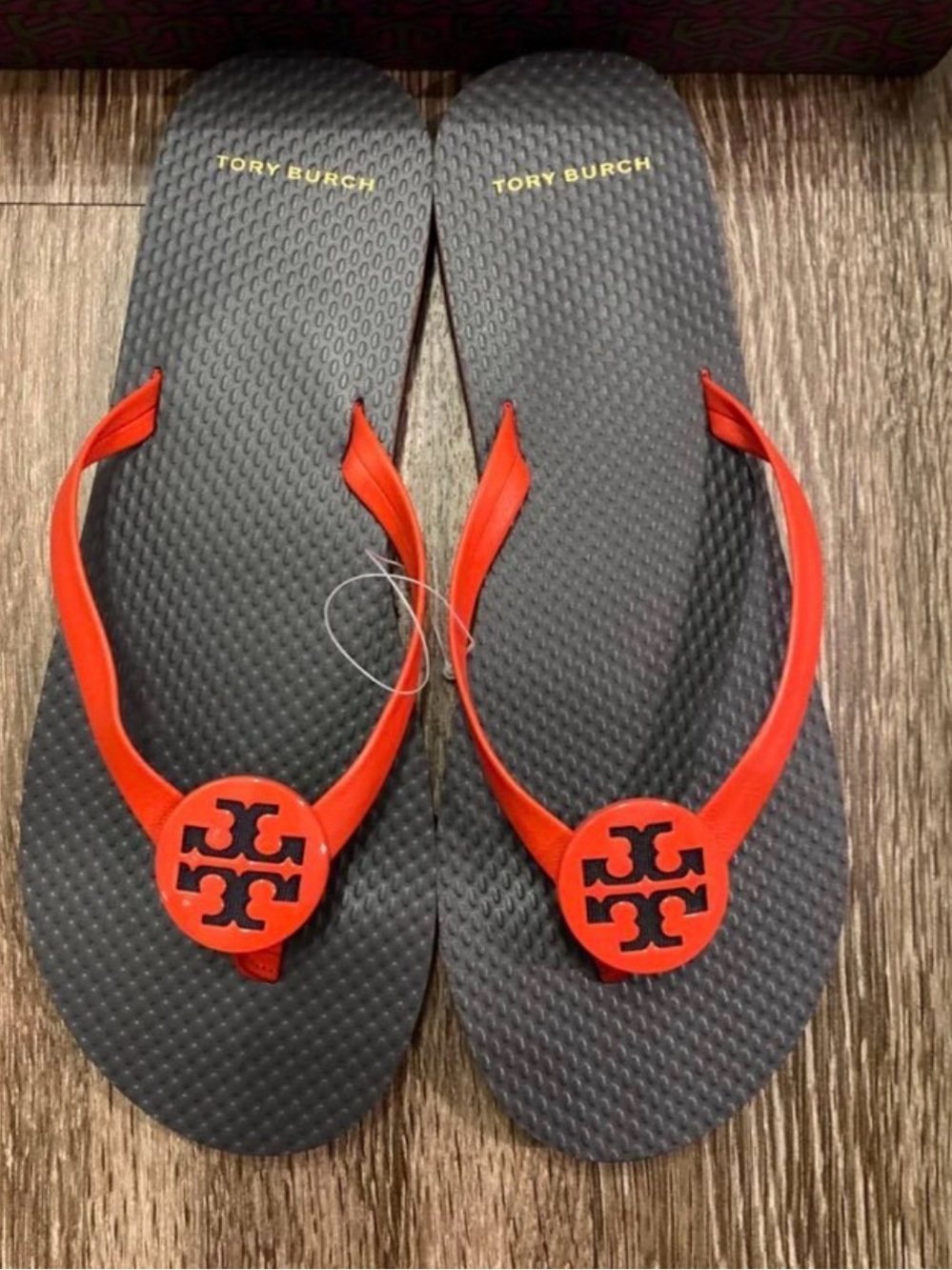 Tory Burch Women’s Black & orange Logo Flip Flop Sandals